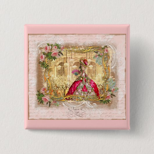 Marie Antoinette Versailles Party Pink Button (Vorderseite)