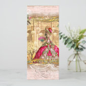 Marie Antoinette Versailles Party Rosa Einladungen (Stehend Vorderseite)