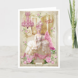 Marie Antoinette Versailles Pink Christmas Card Feiertagskarte