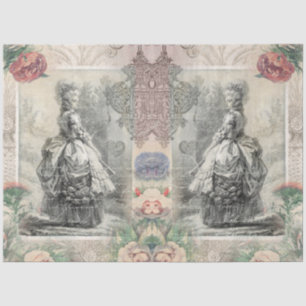 Marie Antoinette Watercolor Blume Pair Decoupage Seidenpapier