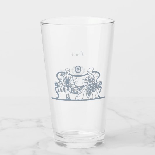 Marie Antoinette Wedding Rokoko Dusty Blue Glas (Rückseite)