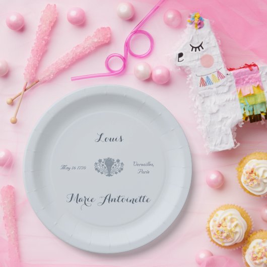 Marie Antoinette Wedding Rokoko Dusty Blue Pappteller (Party)