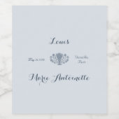Marie Antoinette Wedding Rokoko Dusty Blue Weinetikett (Einzelnes Label)