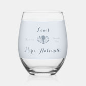 Marie Antoinette Wedding Rokoko Dusty Blue Weinglas Ohne Stiel (Rückseite)