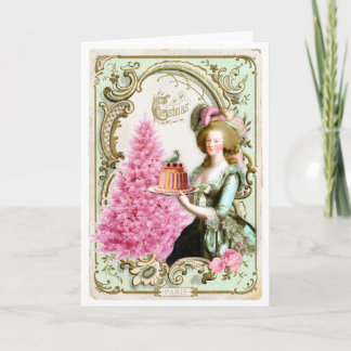 Marie Antoinette Weihnachtskarten-Kuchen-Rosa-Baum Feiertagskarte