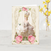 Marie Antoinette weiße dress&Pink Rosen-Karte Karte (Gelbe Blume)