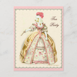 Marie Antoinette Weißer Pudel mit Fächer Einladung