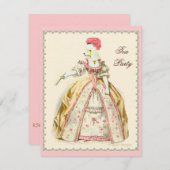 Marie Antoinette White Poodle mit Fan Einladung (Vorne/Hinten)