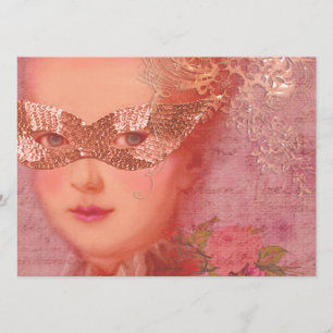 Marie Antoinette Winter Wedding Masquerade 5 x 7 Einladung