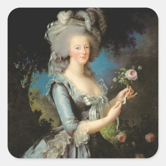 Marie Antoinette with a Rose, 1783 Quadratischer Aufkleber (Vorderseite)