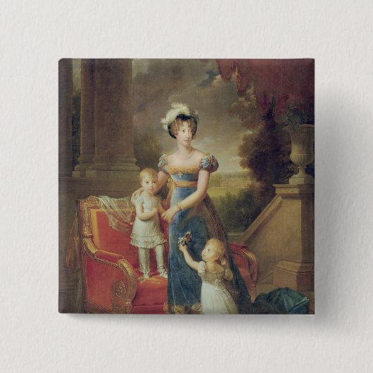 Marie-Caroline de Bourbon mit ihren Kindern Button (Vorderseite)