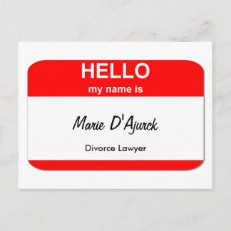 Marie D'Ajurck, Scheidungsanwältin Postkarte