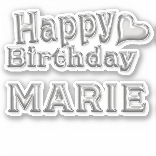Marie Happy Birthday silver Aufkleber Sticker (Vorderseite)