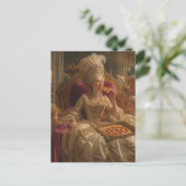 Marie isst Pizza Digitale Kunst Postkarte (Stehend Vorderseite)