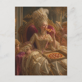 Marie isst Pizza Digitale Kunst Postkarte
