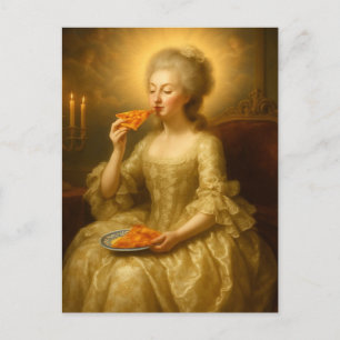 Marie isst Pizza Digitale Kunst Postkarte