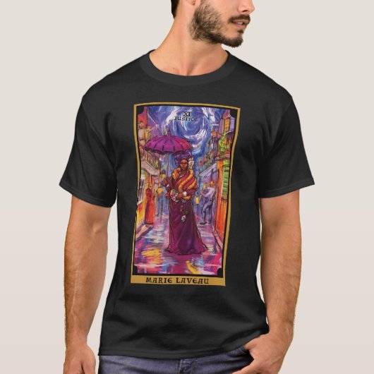 Marie Laveau Justice Tarot Card Apparel T-Shirt (Vorderseite)