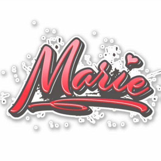 Marie red Heart Graffiti Aufkleber Sticker (Vorderseite)