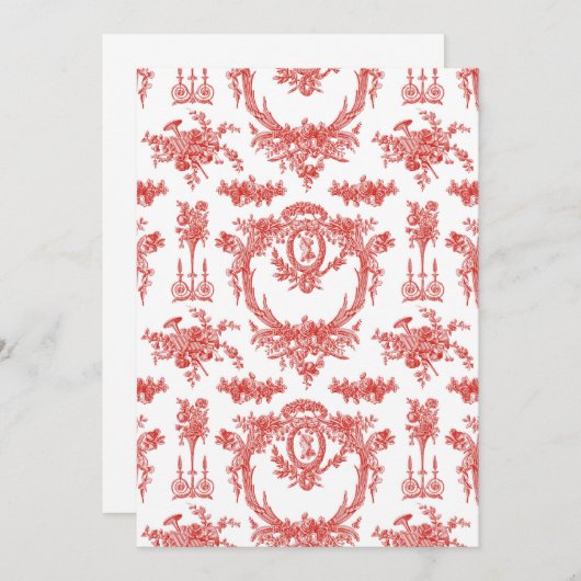 Marie Toile Erdbeere Einladung (Vorne/Hinten)