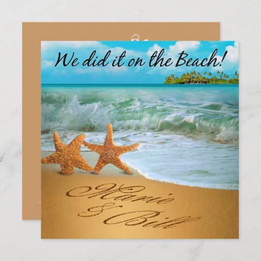 Marie u. Billstarfish-Paar-Strand-Empfang Einladung (Vorne/Hinten)