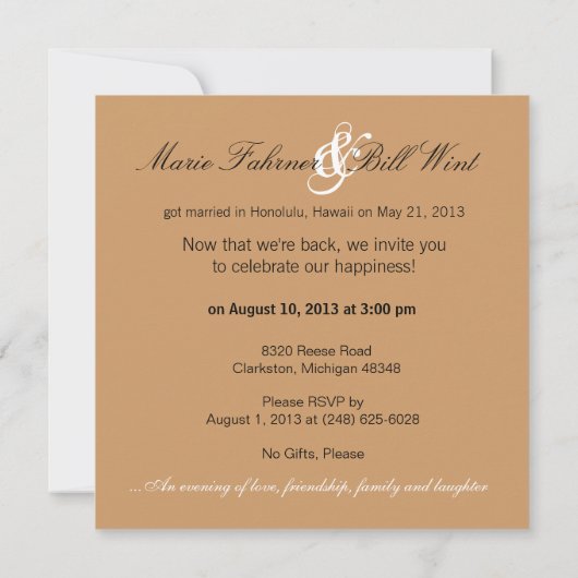 Marie u. Billstarfish-Paar-Strand-Empfang Einladung (Rückseite)