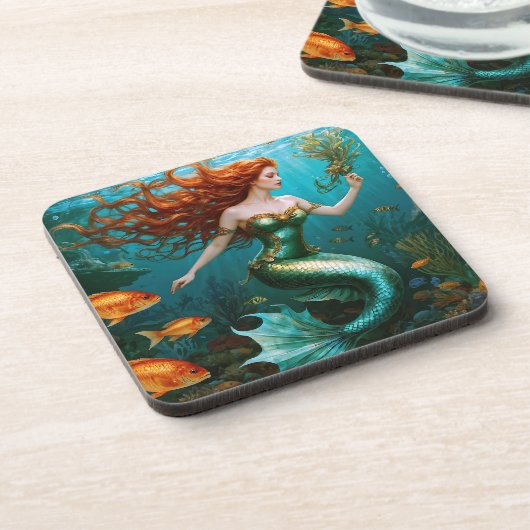 "Marielle" - Schöne TanzMeerjungfrau Getränkeuntersetzer (Linke Seite)