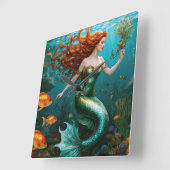 "Marielle" - Schöne TanzMeerjungfrau Quadratische Wanduhr (Winkel)