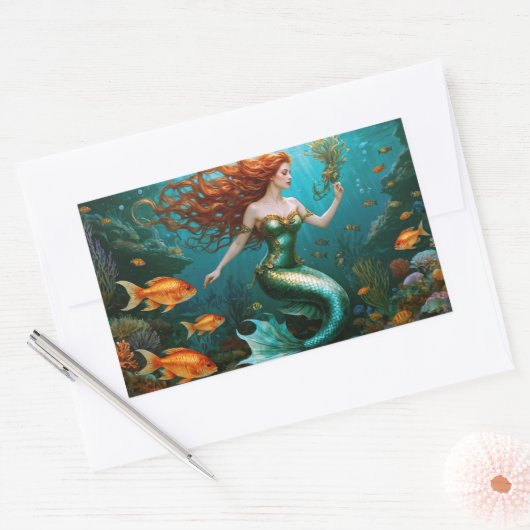 "Marielle" - Schöne TanzMeerjungfrau Rechteckiger Aufkleber (Umschlag)