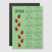 Marienkäfer 2026 Kalender Magnetkarte (Vorne/Hinten)