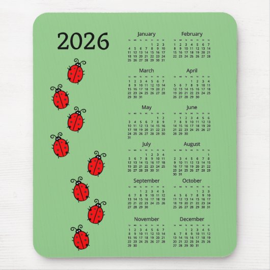 Marienkäfer 2026 Kalender Mauspad (Vorne)