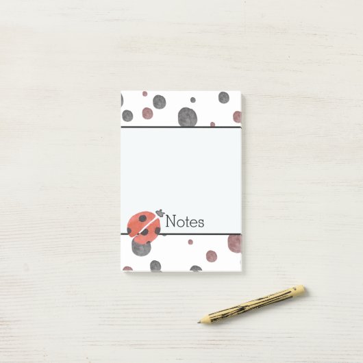 Marienkäfer-Aquarell-Punkte Post-it Klebezettel (Auf Schreibtisch)
