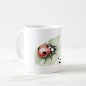 Marienkäfer auf Blatt Liebe Kaffeetasse (Vorderseite Links)