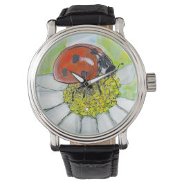Marienkäfer auf einer Margerite Armbanduhr