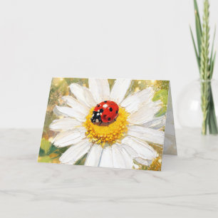 "Marienkäfer auf Gänseblümchen" Grußkarte Karte