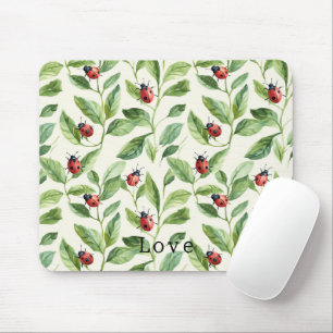 Marienkäfer auf grünen Blättern Garten Mousepad