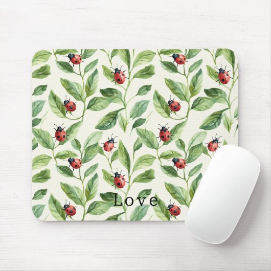 Marienkäfer auf grünen Blättern Garten Mousepad (Mit Mouse)