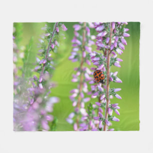 Marienkäfer auf lila Blumen Fleecedecke