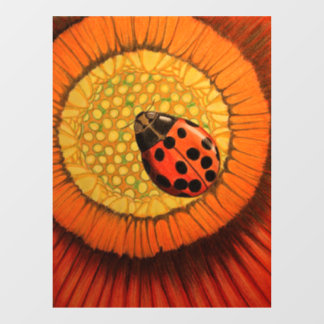 Marienkäfer auf roter Blume Fensteraufkleber