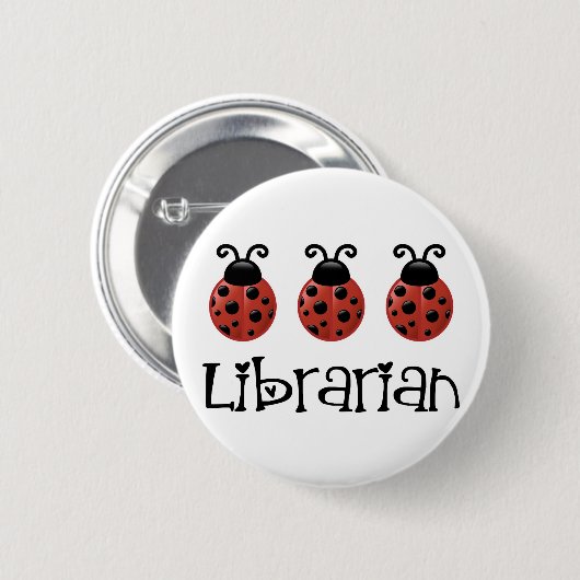 Marienkäfer-Bibliothekar-Geschenk Button (Vorne & Hinten)