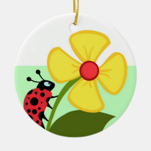 Marienkäfer-Blume Keramikornament