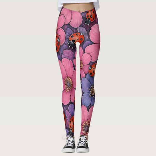 Marienkäfer Blumen Leggings (Vorderseite)