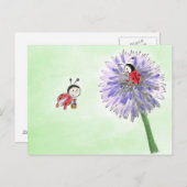 Marienkäfer Blumen Postkarte (Vorne/Hinten)