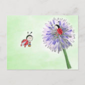 Marienkäfer Blumen Postkarte (Vorderseite)