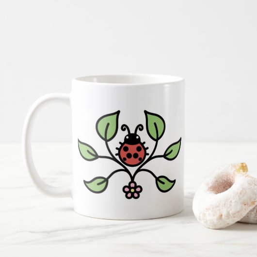 Marienkäfer-Blumen-Tasse Kaffeetasse (Mit Donut)