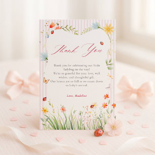 Marienkäfer-Blumengarten-Frühling-Baby-Party Dankeskarte