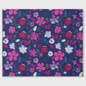 Marienkäfer Blumenmuster Geschenkpapier (Flach)
