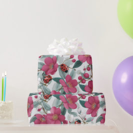 Marienkäfer Blumenmuster Geschenkpapier