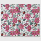 Marienkäfer Blumenmuster Geschenkpapier (Flach)