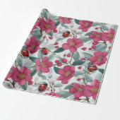 Marienkäfer Blumenmuster Geschenkpapier (Ungerollt)
