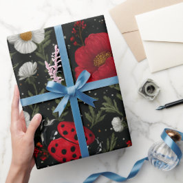 Marienkäfer Blumenmuster Geschenkpapier